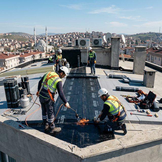 Sultanbeyli çatı izolasyonu çalışmamızda yüksek kaliteli membran yalıtım ve profesyonel işçilik uygulaması